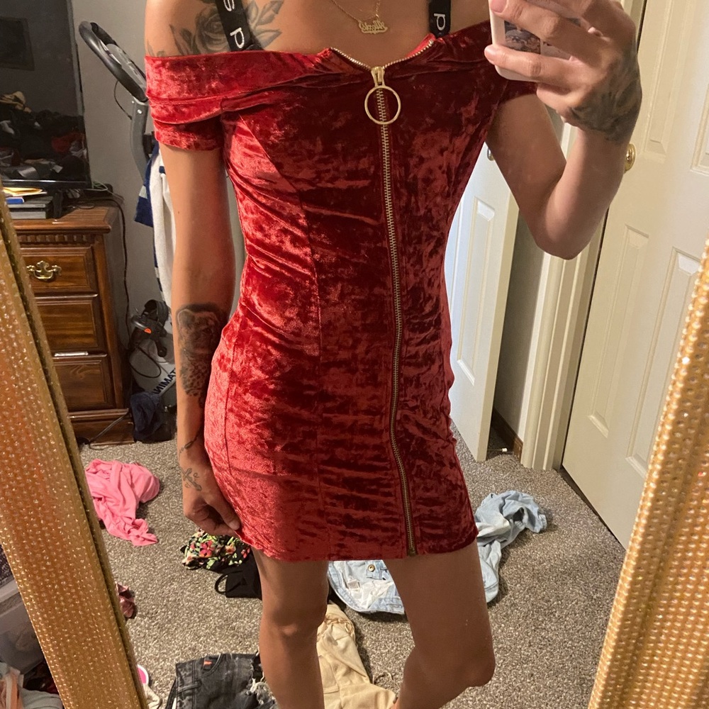 Red velvet dress